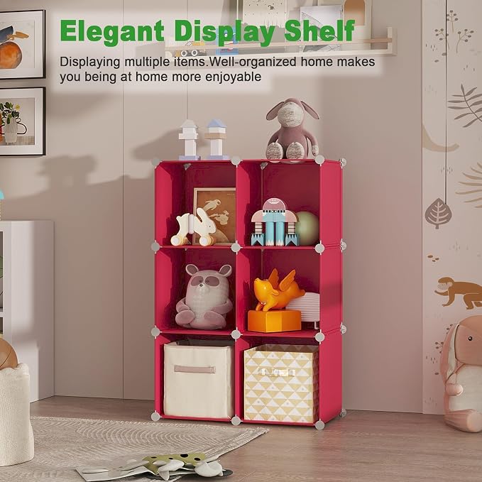 C&AHOME 6-Cube Storage Organizer, Stackable Storage Cubes Shelves, Portable - Image 5