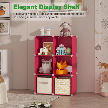 C&AHOME 6-Cube Storage Organizer, Stackable Storage Cubes Shelves, Portable - Image 5