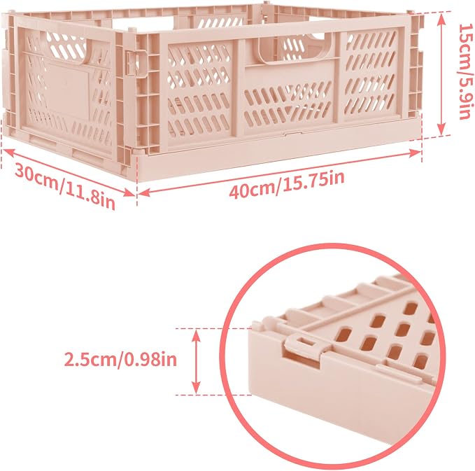 Domiella 2-Pack Crates for Storage, Storage Crates Plastic Stackable, Foldable - Image 2