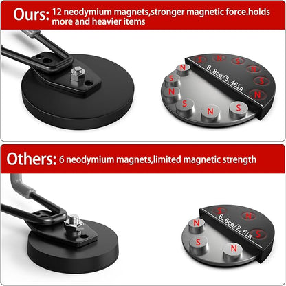 3-H Magnetic Wave Hooks Heavy Duty 2 Pack, Large Magnet Garage Hooks Heavy Duty - Image 5