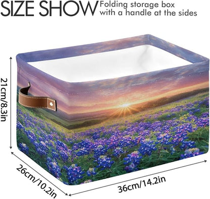 Sunrise over Meadows Of Bluebonnet Storage Bins Box Foldable Shelf Basket - Image 3