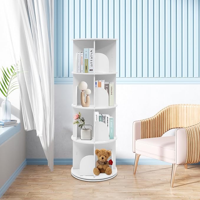 4 Tier Rotating Bookshelf Tower, Spinning Bookshelf Tower - Image 9