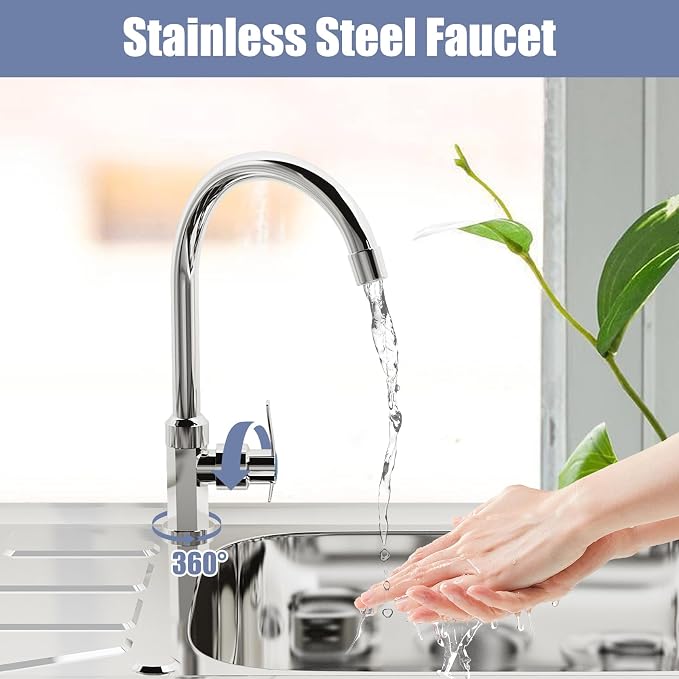 Outdoor Garden Free Standing Utility Stainless Steel Sink, Portable Single Bowl - Image 4