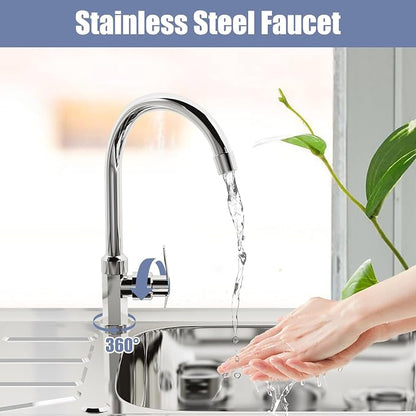 Outdoor Garden Free Standing Utility Stainless Steel Sink, Portable Single Bowl - Image 4
