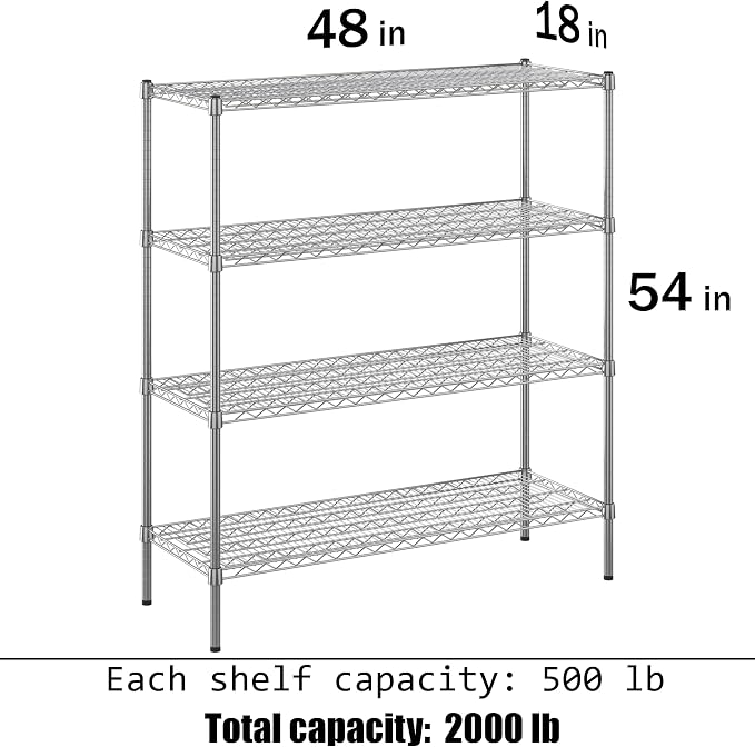 18" Deep x 48" Wide x 54" Height Wire Shelving Kit | 4-Tier | NSF Commercial - Image 3
