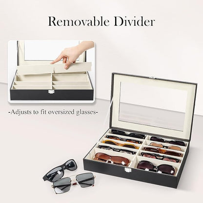 Sunglasses Organizer Case with Adjustable Slots, Eyeglasses Display with Lid - Image 4