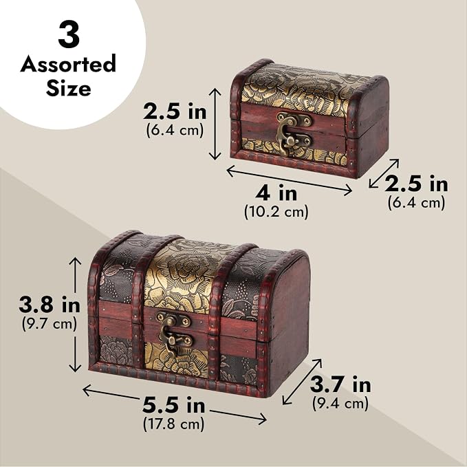 Juvale Wooden Treasure Chest Set - Image 5
