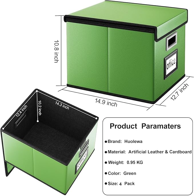 File Organizer Box with Lids, Collapsible File Folder Organizer | File Box with - Image 6