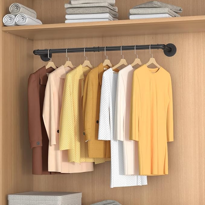 4 Pack Wall Mounted Clothes Rack, Heavy Duty Iron Garment Rack Bar - Image 2
