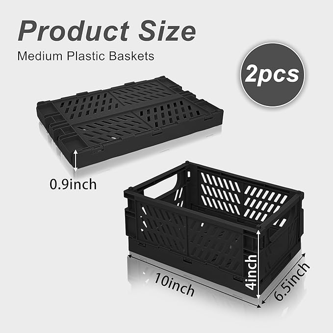 2 Pack Mini Foldable Small Plastic Baskets - Image 2
