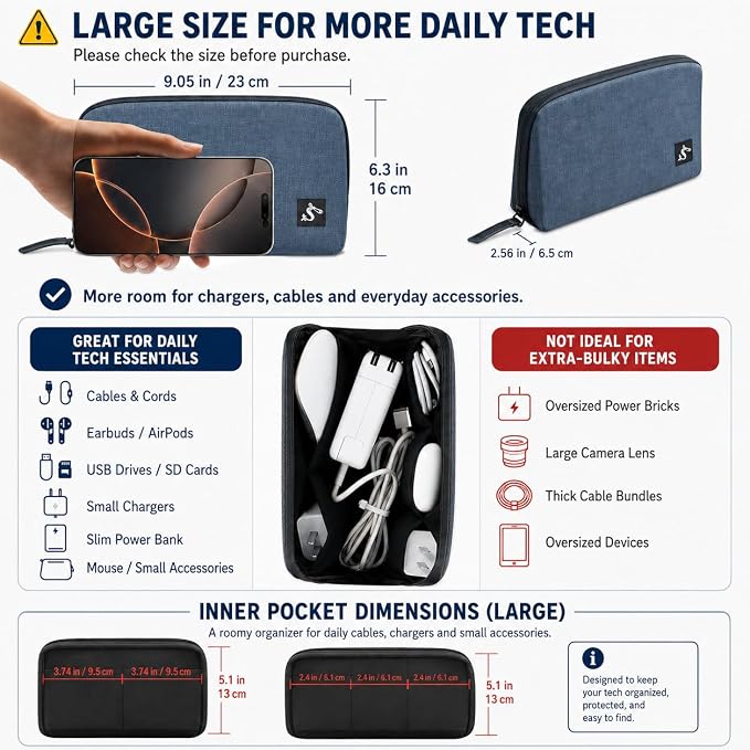 simtoper Electronic Organizer Travel Case – Waterproof Cable Bag - Image 3