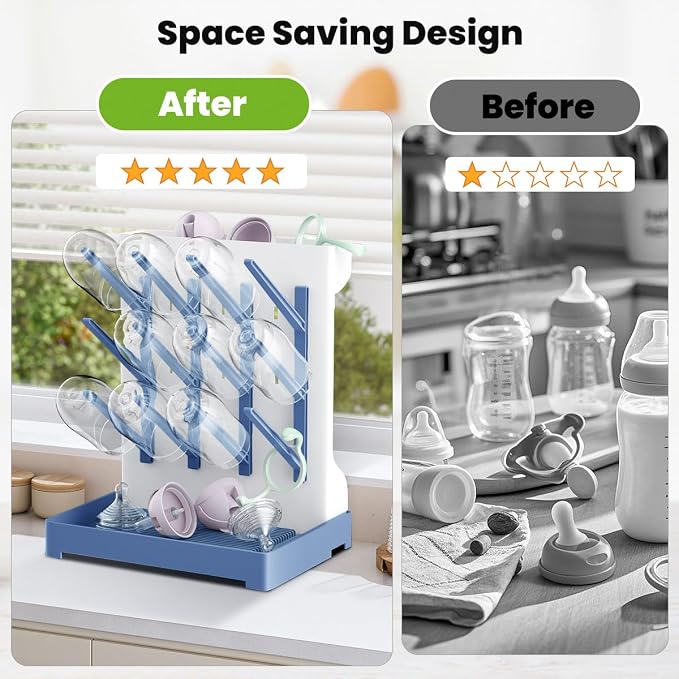 Baby Bottle Drying Rack: Vertical Space Saving Large Bottles Holder - Image 3