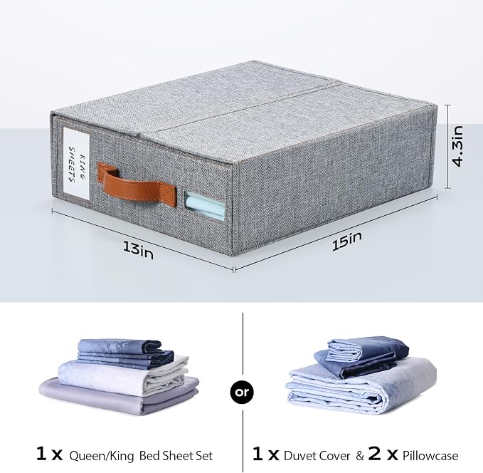 Yecaye 4 Pack Bed Sheet Organizer, Foldable Linen Closet Organizers and Storage - Image 5