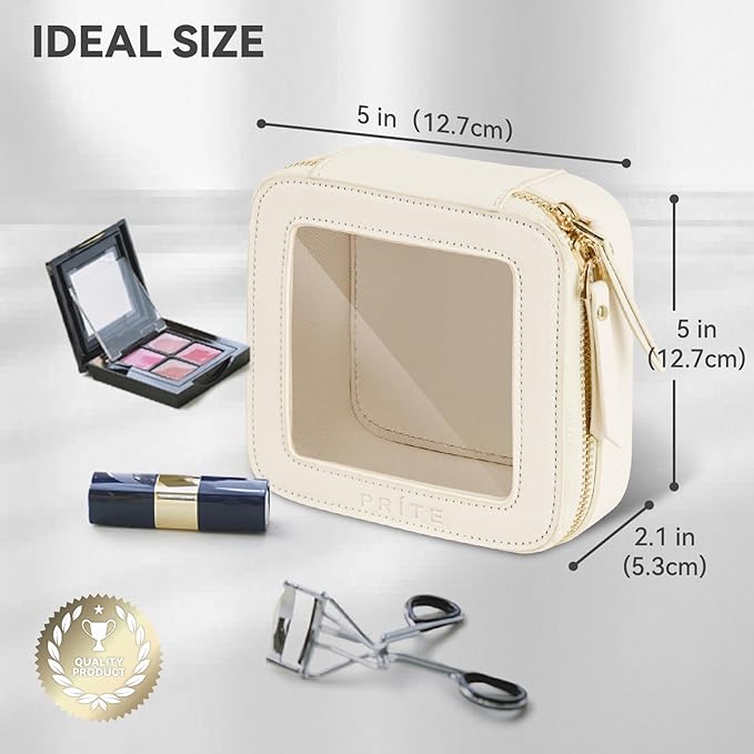 Prite Small Makeup Bag for Women Portable Clear Makeup Bag Cute Mini Waterproof - Image 3