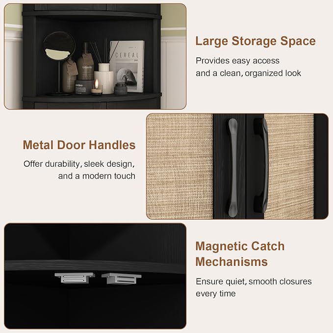 Tall Corner Cabinet, 64.7" Rattan Corner Storage Cabinet - Image 7