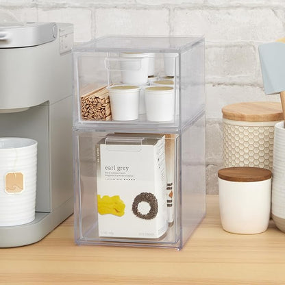 STORi Audrey Stackable Clear Bin Plastic Organizer Drawers | 2 Piece Set | - Image 5