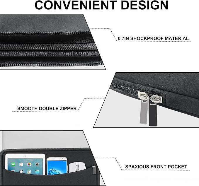 Laptop Sleeve Case 14 inch, Shockproof Protective Laptop Cover Carrying - Image 3