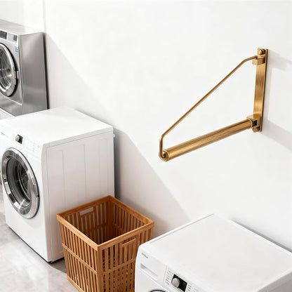 Folding Wall Mounted Clothes Hanger Rack Clothes Hook Solid Brass - Image 2