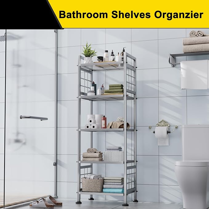 GIOTORENT 5-Wire Standing Storage Shelf, Metal Shelving Unit Pantry Rack - Image 7