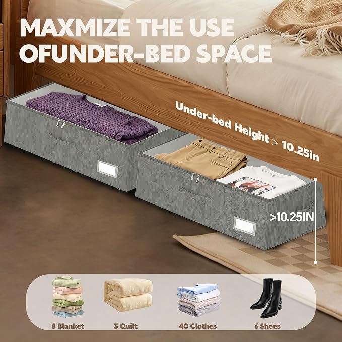 Under Bed Storage with Wheels, No Assemble Required 10 inches Height, Rolling - Image 2