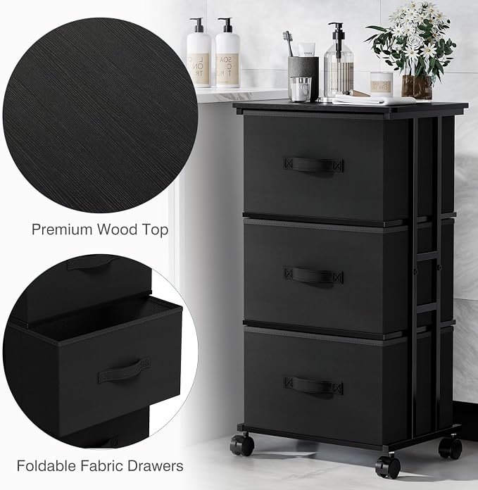 OLIXIS Dresser Storage with 3 Drawers, Fabric Dresser Tower - Image 5