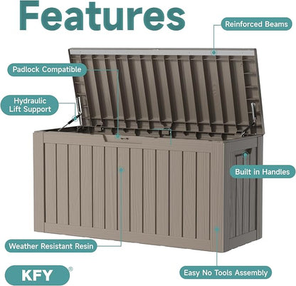 80 Gallon Waterproof Resin Deck Box, UV Resistant Outdoor Storage - Image 3