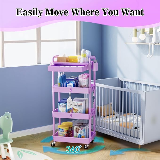 SUNALLY 4 Tier Rolling Cart Organizer - Image 6
