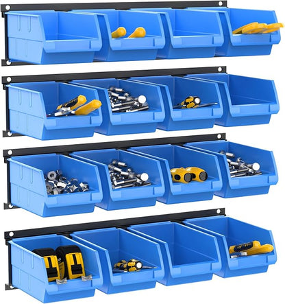 TORACK Wall-Mounted Storage Bins, 16 Plastic Bins by TORACK