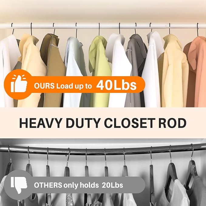 SUTINE Closet Rod, Closet Rods for Hanging Clothes, 17 to 37 inch Adjustable - Image 5