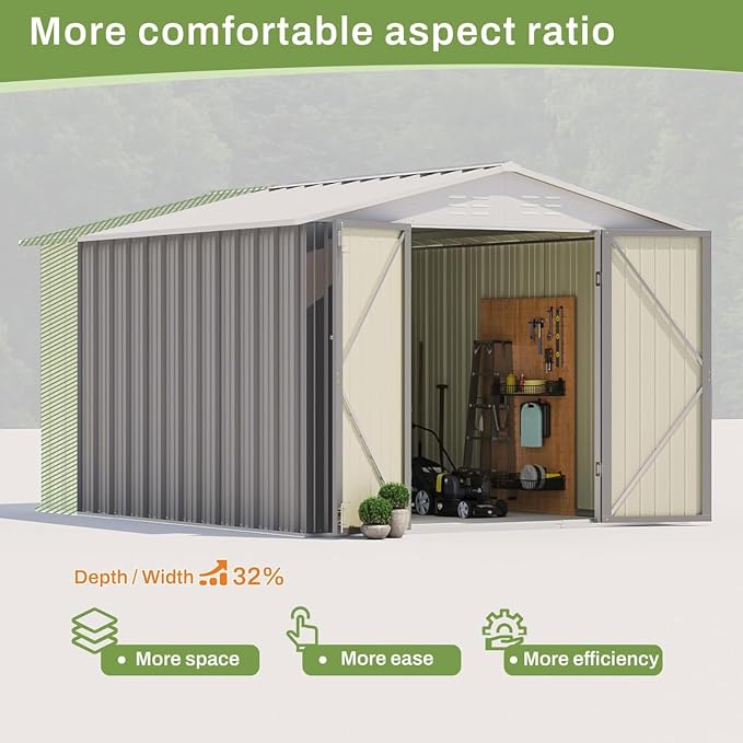 Patiowell 8x10 FT Outdoor Storage Shed, Large Garden Tool Metal Shed - Image 5