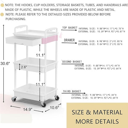 Goovilla 3 Tier Rolling Utility Cart Organizer - Image 8