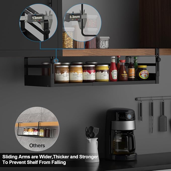 2Pack Under Shelf Basket Organizer, Adjustable Under Cabinet Shelf Storage - Image 5