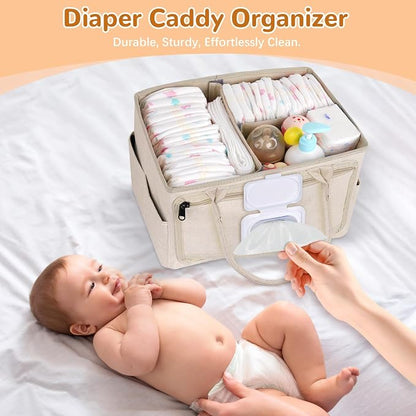 Volnamal Diaper Caddy with Wipe Dispenser One-Handed Access, Portable Car - Image 6