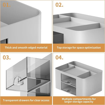 Marbrasse Pen Organizer with 2 Drawer, Desk Organizers and Accessories with 5 - Image 6