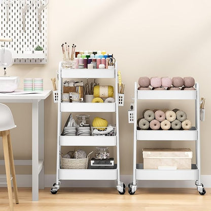 TOOLF 4 Tier Rolling Cart with Pegboard, Metal Storage Organizer Cart with - Image 2