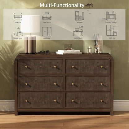 Oak&Sparrow 6 Drawer Dresser for Bedroom, Boho Chest of Drawers, Thickened - Image 9