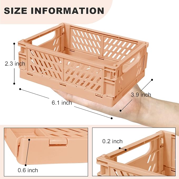 Pastel Plastic Storage Baskets 2 Pack, Collapsible Crates - Image 2