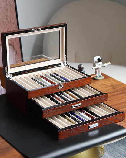 wood pen display case 36 slot Fountain pen Box storage Organizer - Image 6