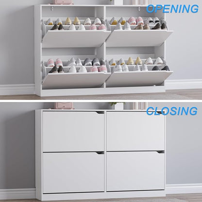 BORNOON Shoe Cabinet with 4 Flip Drawers, Narrow Hidden Shoe Storage Cabinet - Image 5