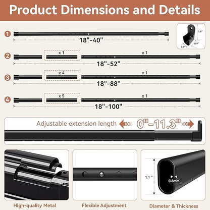 Oval Closet Rod 18-40 Inch Adjustable Closet Rods - Image 2