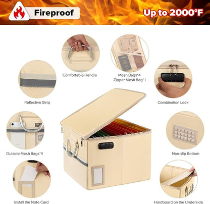 TOMKID Fireproof Document Box, Fire Proof Safe Box - Image 3