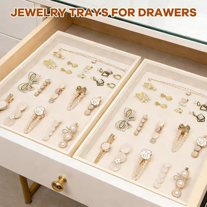 Beige Velvet Jewelry Tray for Drawers Black Jewelrys Display Tray Stackable - Image 6
