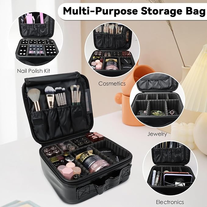 Travel Makeup Bag Makeup Cosmetic Train Case Organizer Portable Storage Bag - Image 5