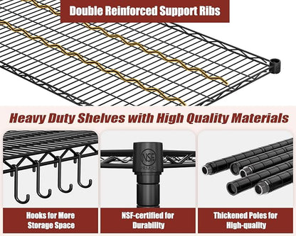 PrimeZone 60" W x 24" D x 76" H Heavy Duty Wire Storage Shelves - Image 4