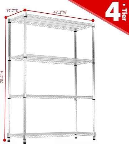 M MZG 4 Tiers Storage Shelves Load 2640 LBS, Metal Shelving Wire Metal Shelving - Image 3
