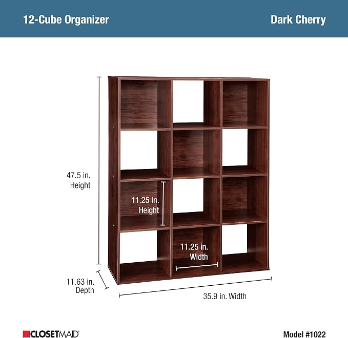 ClosetMaid Cubeicals 12 Cube Storage Shelf Organizer Bookshelf, Vertical or - Image 3