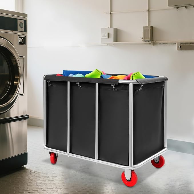 Commercial Laundry Cart with Wheels, Laundry Hamper Cart, Heavy Duty Rolling - Image 6