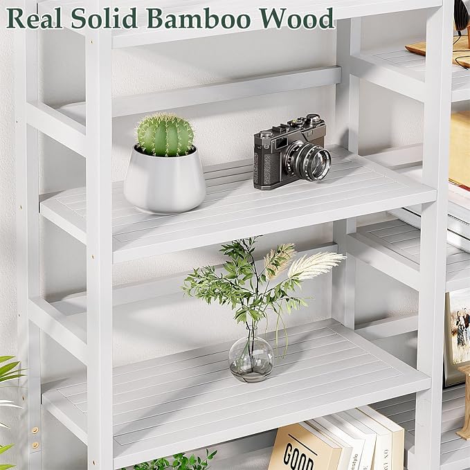 Homykic Bamboo Triple Wide Bookshelves and Bookcases, 6-Tier Shallow Open - Image 6