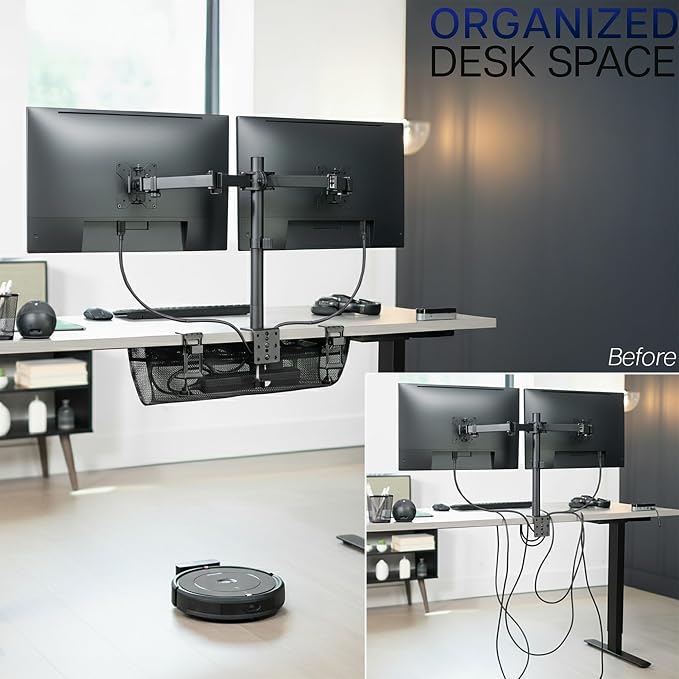 VIVO No Drill Clamp-on 24 inch Mesh Net Under Desk Cable Management Wire - Image 5