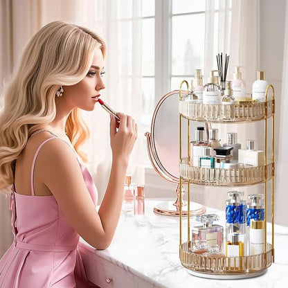 GTI 360°Rotating Makeup Organizer, 3 Tier Large Capacity Perfume Cosmetics - Image 2
